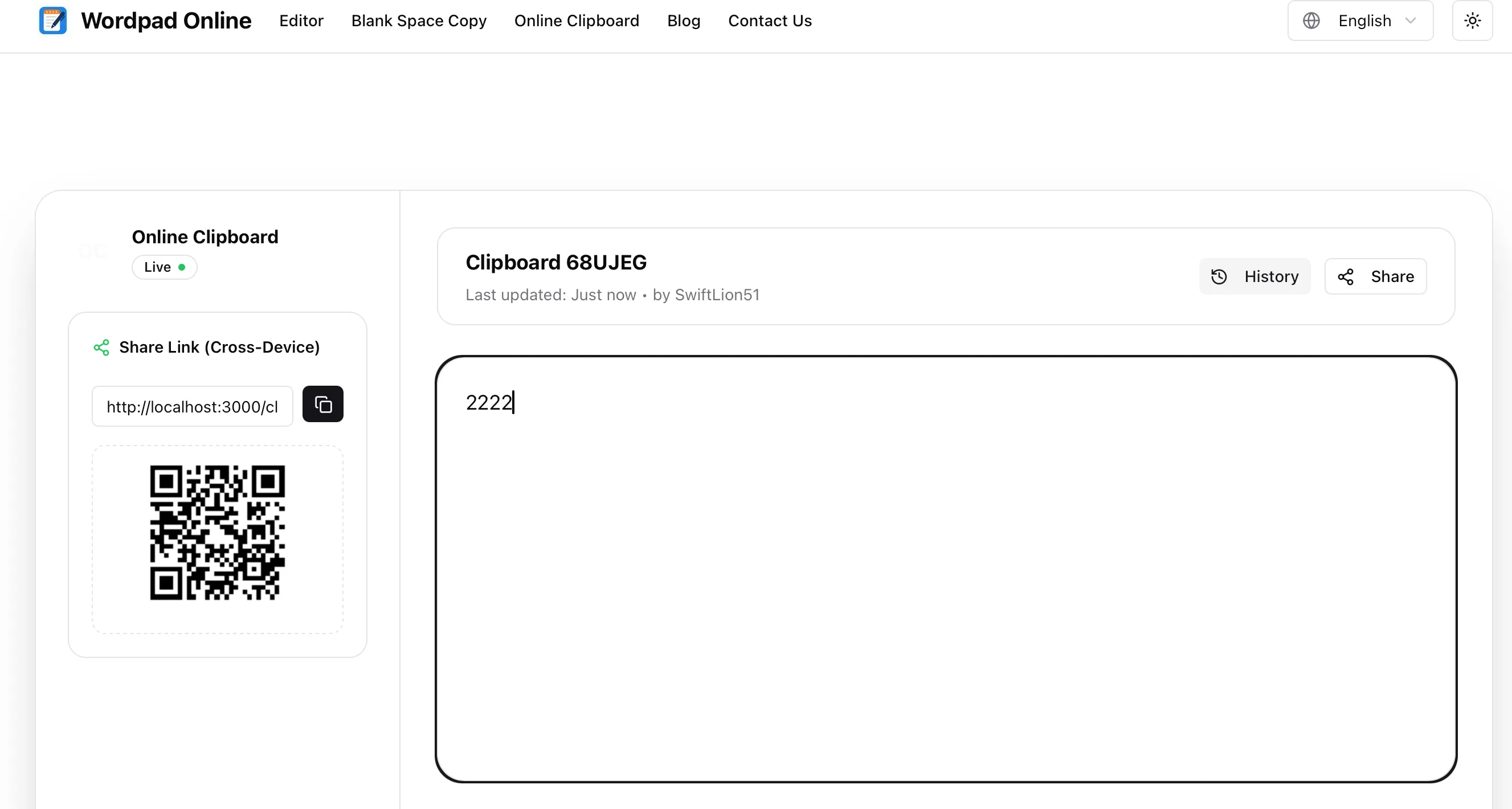 Online Clipboard Interface Overview